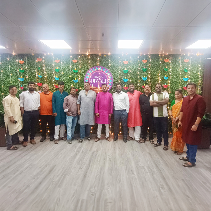 Pittie Group employees posing together at a Diwali celebration