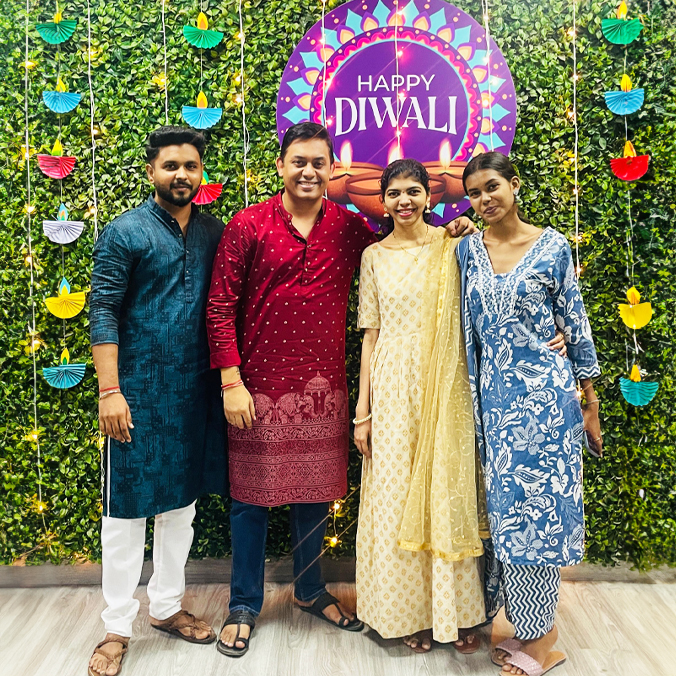 Colleagues celebrating Diwali together at Pittie Group